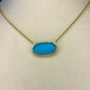 KENDRA SCOTT Turquoise & Gold Oversized Dylan Pendant with Logo Pouch